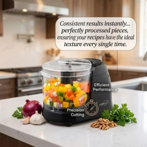PREMIUM 1.5 CUPS MINI FOOD CHOPPER 120V-100W BLACK | PMC156B - Image 
