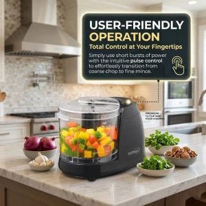 PREMIUM 1.5 CUPS MINI FOOD CHOPPER 120V-100W BLACK | PMC156B - Image 