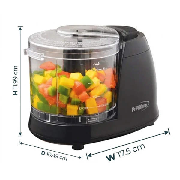 PREMIUM 1.5 CUPS MINI FOOD CHOPPER 120V-100W BLACK | PMC156B - Image 