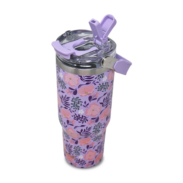 SITARAYURI 900ML THERMAL CUP WITH 3D FLORAL PATTERN | ZF-045 - Image 