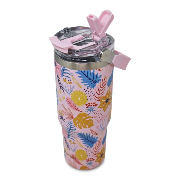 SITARAYURI 900ML THERMAL CUP WITH 3D FLORAL PATTERN | ZF-045 - Image 