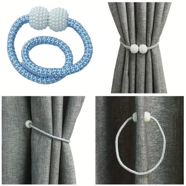 PEARL MAGNETIC CURTAIN STRAP 2PCS BLUE | 21010-045 - Image 