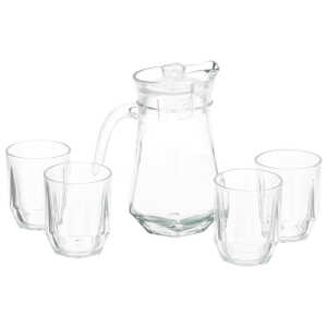 GLASS JUG WITH 4 GLASSES  | 23055-67