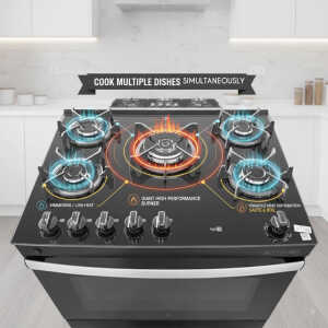 MITSUMI 30″ AGILE UP 5 BURNERS GAS RANGE BLACK | ATL300001825 - Image 