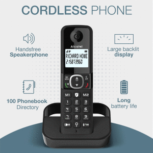 ALCATEL DUO CORDLESS PHONE WITH 2 HANDSETS | F860CB-DUO-BLK