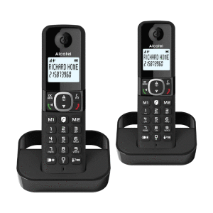 ALCATEL DUO CORDLESS PHONE WITH 2 HANDSETS | F860CB-DUO-BLK