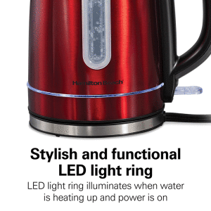 HAMILTON BEACH 1.7 LT CORDLESS ELECTRIC KETTLE, RED | HB-41060