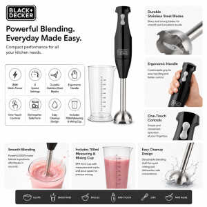 BLACK & DECKER 2 SPEED 200W IMMERSION BLENDER | HB2400B - Image 