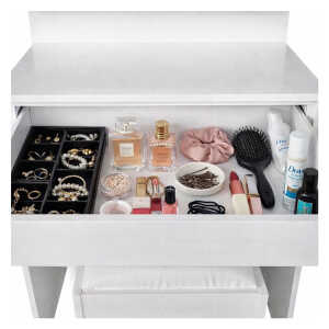 LIFESTYLE WHITE DRESSING TABLE WITH MIRROR & COMFORTABLE BENCH | LS-KT - Image 