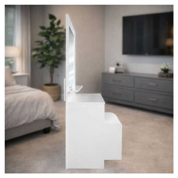 LIFESTYLE WHITE DRESSING TABLE WITH MIRROR & COMFORTABLE BENCH | LS-KT - Image 