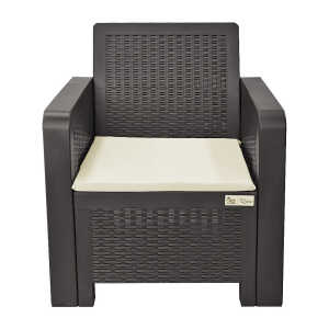 DECO RATTAN TABLE + 4 CHAIRS SET WITH CUSHIONS BROWN | MADEIRA-DRS