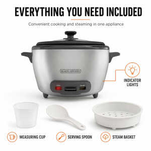 BLACK & DECKER 10 CUPS UNCOOKED RICE COOKER S/S | RC5200M - Image 