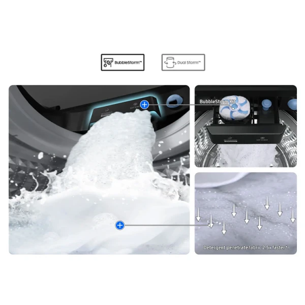 SAMSUNG 19KG TOP LOAD WASHER W/ ECO BUBBLE WITH DIGITAL INVERTER AND IMPELLER | WA19CG6442BDCU - Image 