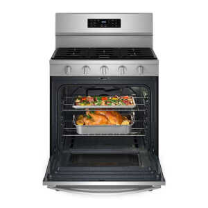 WHIRLPOOL 30" 5-BURNERS W/ AIR FRY CONVECTION OVEN, GASRANGE, FINGERPRINT SS | WFGS5030RZ - Image