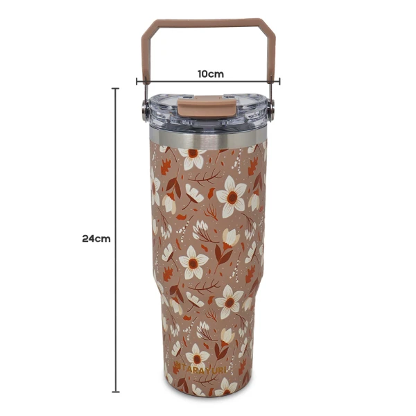 SITARAYURI 900ML THERMAL CUP WITH 3D FLORAL PATTERN | ZF-045 - Image 