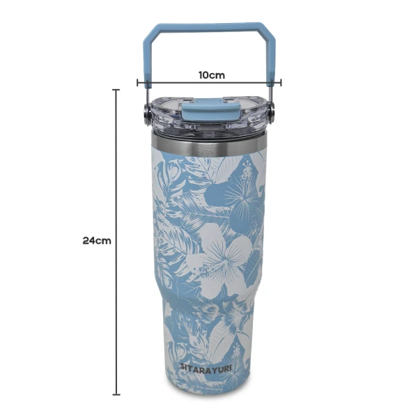 SITARAYURI 900ML THERMAL CUP WITH 3D FLORAL PATTERN | ZF-045 - Image 