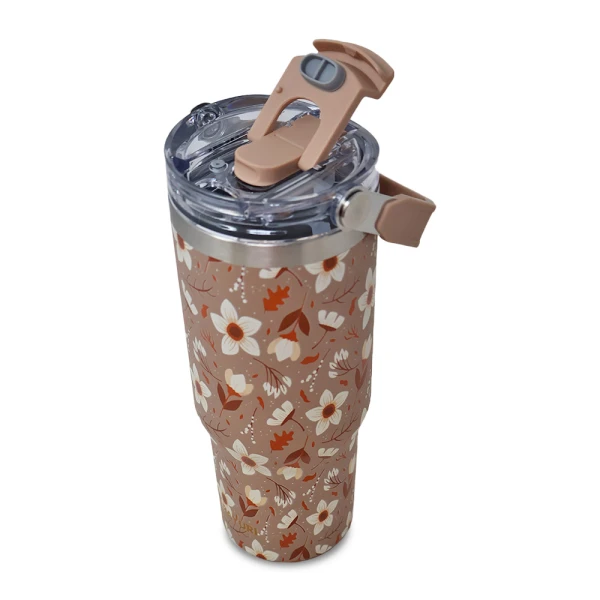 SITARAYURI 900ML THERMAL CUP WITH 3D FLORAL PATTERN | ZF-045 - Image 