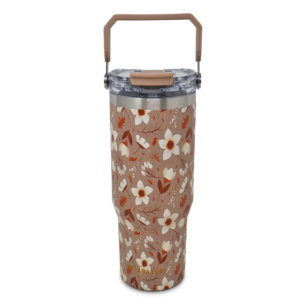 SITARAYURI 900ML THERMAL CUP WITH 3D FLORAL PATTERN | ZF-045 - Image 