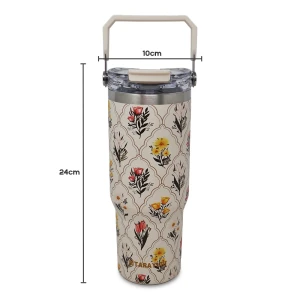 SITARAYURI 900ML THERMAL CUP WITH 3D FLORAL PATTERN | ZF-045 - Image 