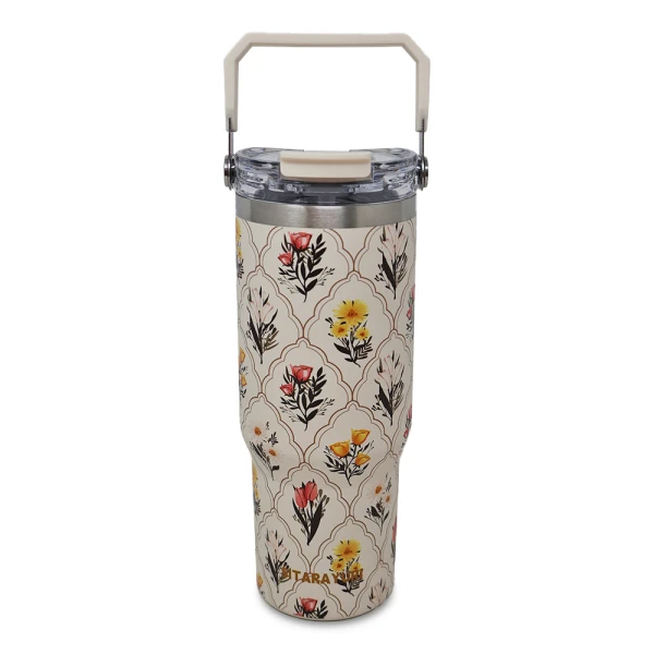 SITARAYURI 900ML THERMAL CUP WITH 3D FLORAL PATTERN | ZF-045 - Image 