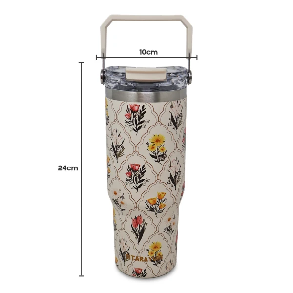 SITARAYURI 900ML THERMAL CUP WITH 3D FLORAL PATTERN | ZF-045 - Image 