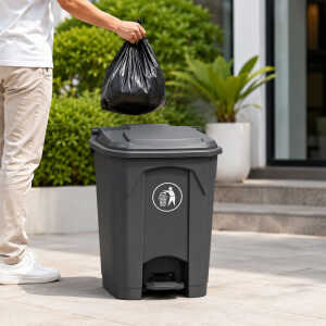 WASTE BIN 50 LTR WITH PEDAL DARK GREY | 8050BK - Image 