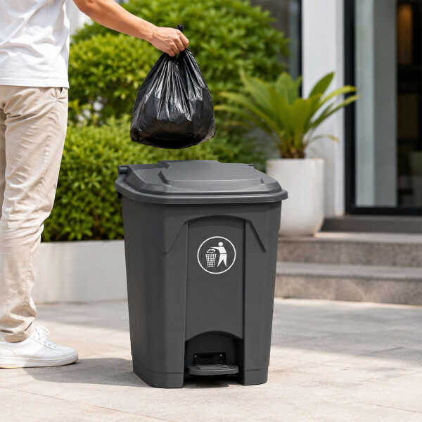 WASTE BIN 50 LTR WITH PEDAL DARK GREY | 8050BK - Image 
