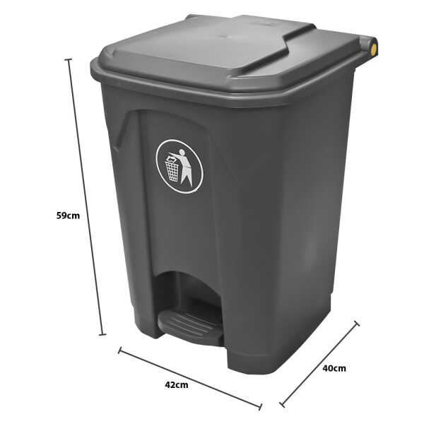 WASTE BIN 50 LTR WITH PEDAL DARK GREY | 8050BK - Image 