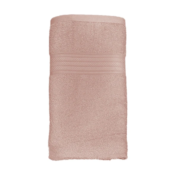 A plush, pink Home Trends cotton bath towel.