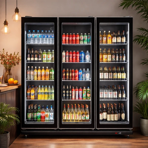 SUPER COOL 39 CU.FT/1070L 3 DOOR DISPLAY COOLER BLACK 110V | IVGC-3D-6020WA - Image 