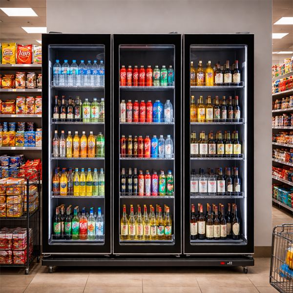 SUPER COOL 39 CU.FT/1070L 3 DOOR DISPLAY COOLER BLACK 110V | IVGC-3D-6020WA - Image 