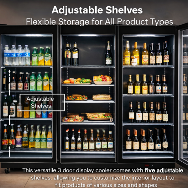 SUPER COOL 39 CU.FT/1070L 3 DOOR DISPLAY COOLER BLACK 110V | IVGC-3D-6020WA - Image 
