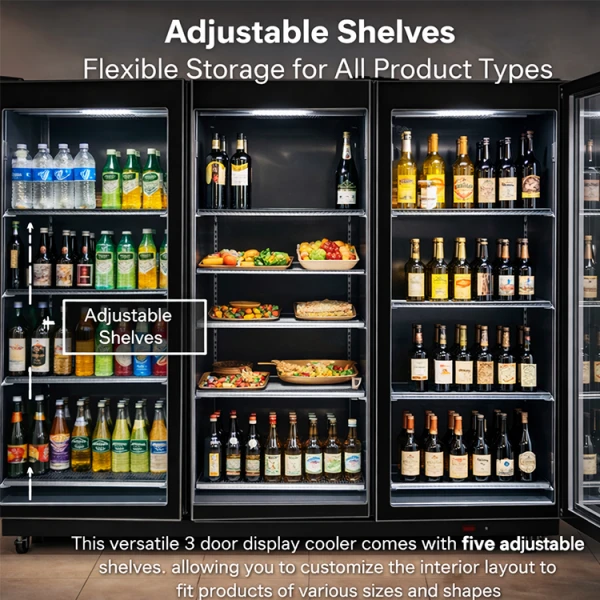 SUPER COOL 39 CU.FT/1070L 3 DOOR DISPLAY COOLER BLACK 110V | IVGC-3D-6020WA - Image 
