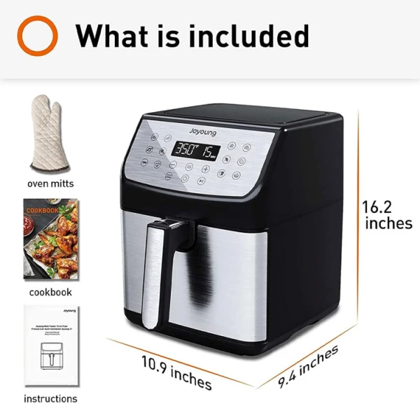 JOYOUNG 13IN1 5.8 QT DIGITAL AIR FRYER OVEN W/120° VISIBLE WINDOW GREY/BLACK | KL55-VF590U - Image 