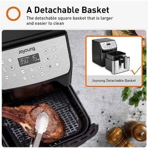 JOYOUNG 13IN1 5.8 QT DIGITAL AIR FRYER OVEN W/120° VISIBLE WINDOW GREY/BLACK | KL55-VF590U - Image 