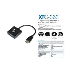 XTECH HDMI MALE TO VGA FEMALE VIDEO ADAPTER | XTC-363 - Image 
