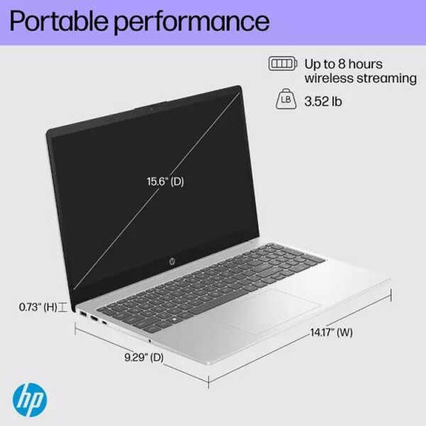 HP 15.6" i5-1335U, 8GB RAM, 512GB SSD, W11 SILVER LAPTOP | 15-FD0075 - Image 