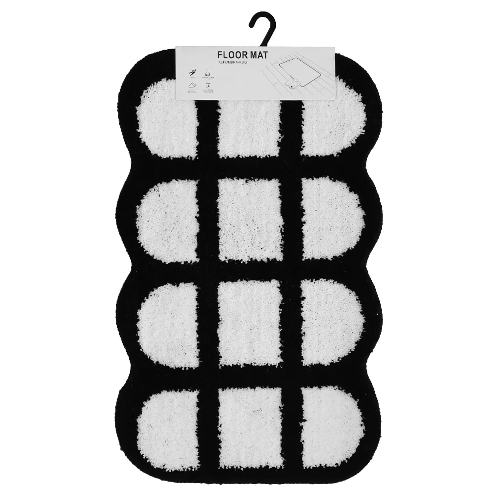 Classic black and white contrast floor mat for home interiors
