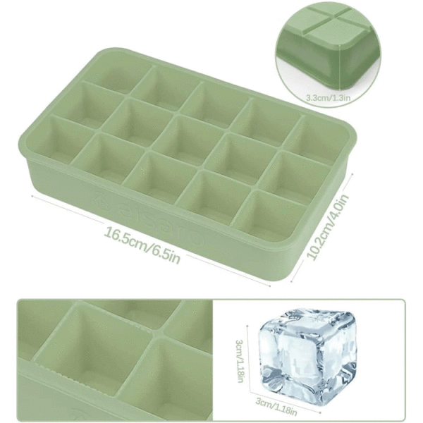 COSY & TRENDY 15 CUBES SILICONE ICE CUBE TRAY, GREEN | 5410005 - Image 