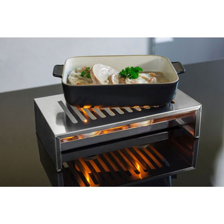 Food warmer keeping a dish of food warm.