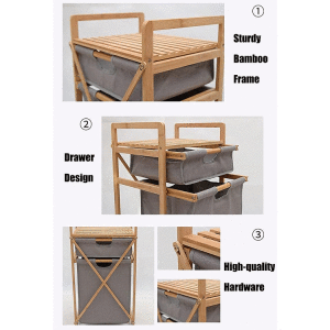 PRIMO BAMBOO LAUNDRY BASKET WITH WHEELS | C11BLB
