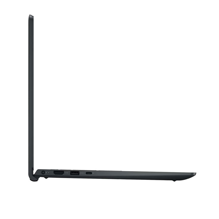 A side profile view of a Dell Inspiron laptop, showing its slim design and a few ports including an HDMI and a USB port.