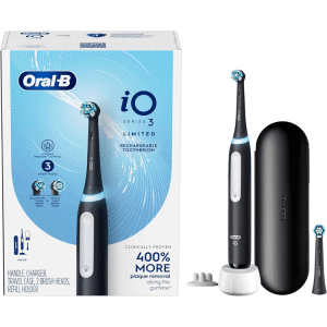 ORAL-B IO SERIES 3 ELECTRIC TOOTHBRUSH, BLACK W/ TRAVEL CASE | IOG3.2Q6.2KD - Image 