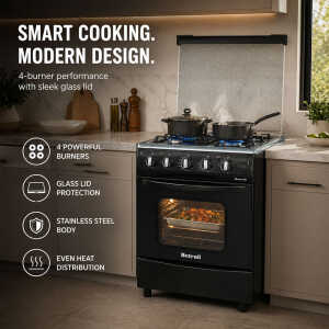BOTRALI 4 BURNERS 24" BLACK GAS RANGE | K60-1B - Image 