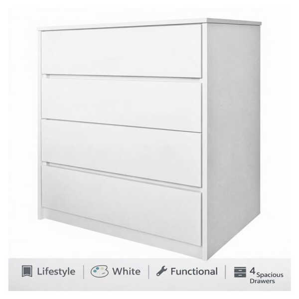 LIFESTYLE COMODE 4 DRAWERS WHITE | LS-C4L - Image 