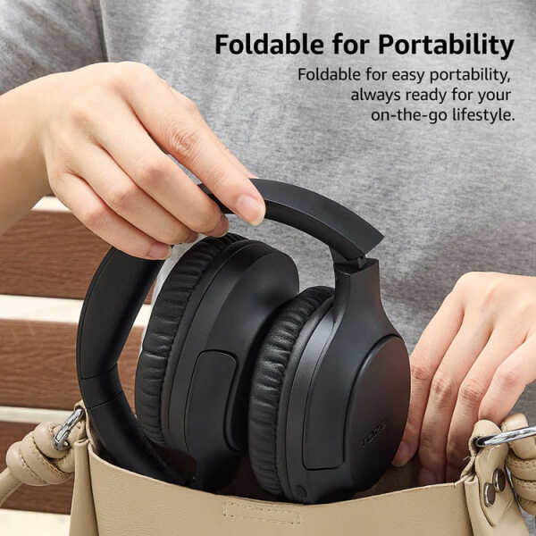TOZO H100 NOISE CANCELLING W/MIC OVER EAR WIRELESS HEADPHONES BLACK | TOZOH100BLK - Image 