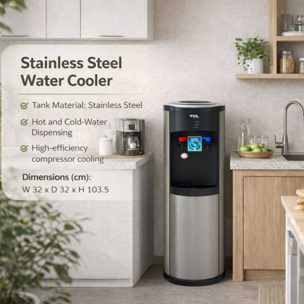 TCL STAINLESS STEEL TOP LOAD WATER DISPENSER 110V-120V GREY+BLACK | TY-LYR15STD - Image 