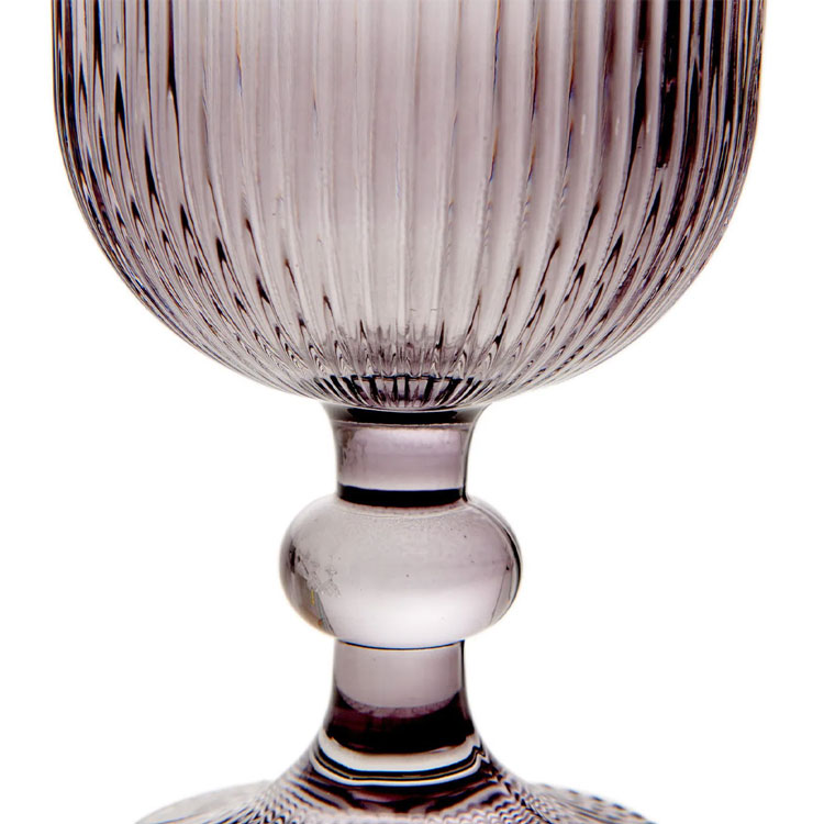 Close-up of a ribbed smoky gray glass.