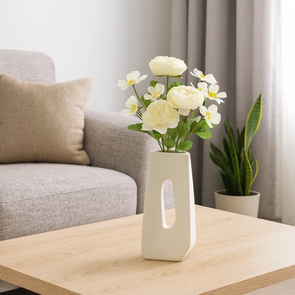 COSY & TRENDY CERAMIC WHITE VASE | 8507051 - Image 