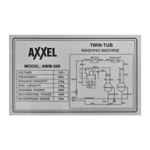AXXEL 5KG SEMI-AUTOMATIC TWIN TUB WASHING MACHINE 110V WHITE | AWM500 - Image 